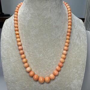 Jay King DTR 21" Angel Skin Coral Graduated Beads Sterling 925 Signed Necklace